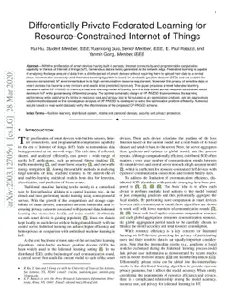 Differentially Private Federated Learning for Resource-Constrained
  Internet of Things