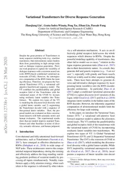 Variational Transformers for Diverse Response Generation