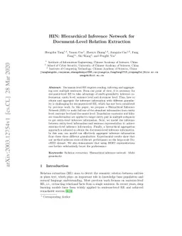 HIN: Hierarchical Inference Network for Document-Level Relation
  Extraction