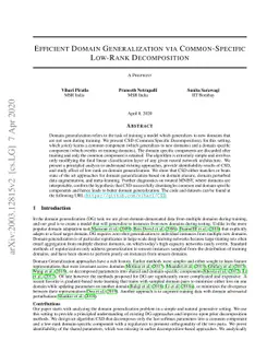 Efficient Domain Generalization via Common-Specific Low-Rank
  Decomposition