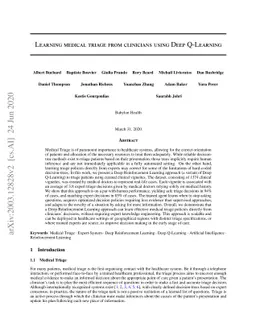 Learning medical triage from clinicians using Deep Q-Learning