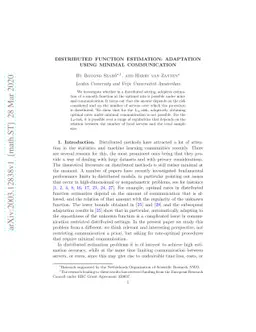 Distributed function estimation: adaptation using minimal communication