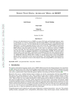 Noisy Text Data: Achilles' Heel of BERT