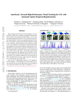 AutoTrack: Towards High-Performance Visual Tracking for UAV with
  Automatic Spatio-Temporal Regularization