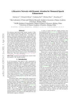 A Recursive Network with Dynamic Attention for Monaural Speech
  Enhancement