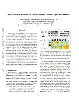 Noise Modeling, Synthesis and Classification for Generic Object
  Anti-Spoofing
