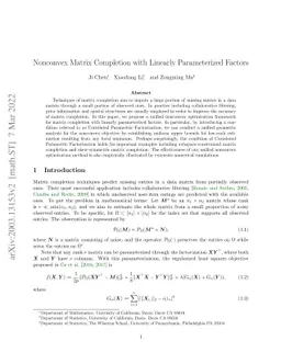 Nonconvex Matrix Completion with Linearly Parameterized Factors