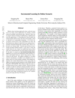Incremental Learning In Online Scenario