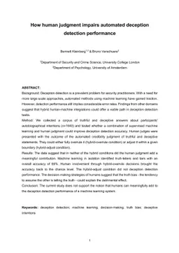 How human judgment impairs automated deception detection performance