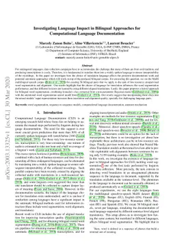 Investigating Language Impact in Bilingual Approaches for Computational
  Language Documentation