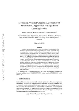Stochastic Proximal Gradient Algorithm with Minibatches. Application to
  Large Scale Learning Models