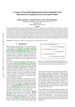 A Corpus of Controlled Opinionated and Knowledgeable Movie Discussions
  for Training Neural Conversation Models