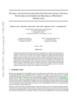 Global Attention based Graph Convolutional Neural Networks for Improved
  Materials Property Prediction