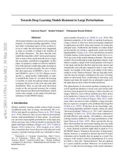Towards Deep Learning Models Resistant to Large Perturbations