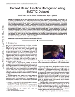 Context Based Emotion Recognition using EMOTIC Dataset