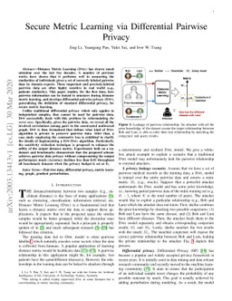 Secure Metric Learning via Differential Pairwise Privacy