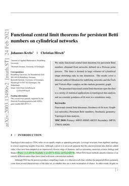 Functional central limit theorems for persistent Betti numbers on
  cylindrical networks