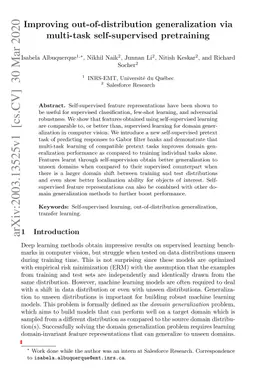 Improving out-of-distribution generalization via multi-task
  self-supervised pretraining