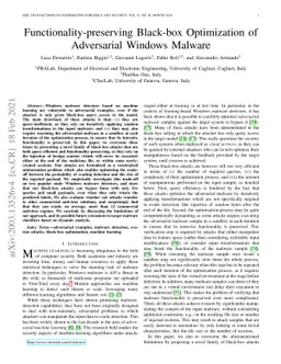 Functionality-preserving Black-box Optimization of Adversarial Windows
  Malware
