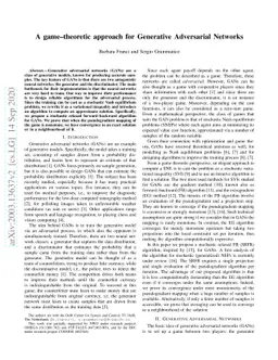 A game-theoretic approach for Generative Adversarial Networks