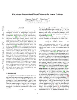 When to Use Convolutional Neural Networks for Inverse Problems