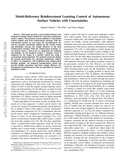 Model-Reference Reinforcement Learning Control of Autonomous Surface
  Vehicles with Uncertainties