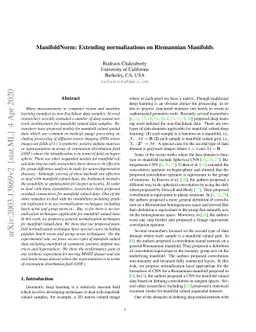 ManifoldNorm: Extending normalizations on Riemannian Manifolds