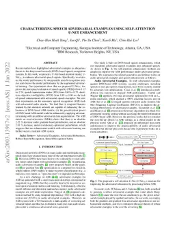 Characterizing Speech Adversarial Examples Using Self-Attention U-Net
  Enhancement