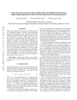 Y-net: Multi-scale feature aggregation network with wavelet structure
  similarity loss function for single image dehazing