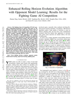 Enhanced Rolling Horizon Evolution Algorithm with Opponent Model
  Learning: Results for the Fighting Game AI Competition