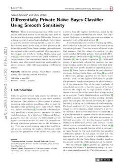 Differentially Private Naive Bayes Classifier using Smooth Sensitivity