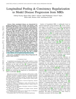 Longitudinal Pooling & Consistency Regularization to Model Disease
  Progression from MRIs