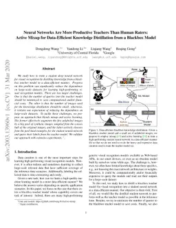Neural Networks Are More Productive Teachers Than Human Raters: Active
  Mixup for Data-Efficient Knowledge Distillation from a Blackbox Model