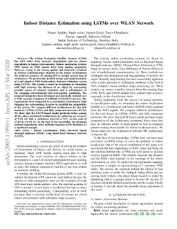 Indoor Distance Estimation using LSTMs over WLAN Network