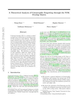 A Theoretical Analysis of Catastrophic Forgetting through the NTK
  Overlap Matrix