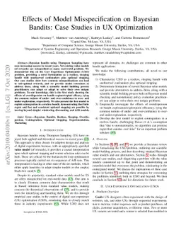 Effects of Model Misspecification on Bayesian Bandits: Case Studies in
  UX Optimization