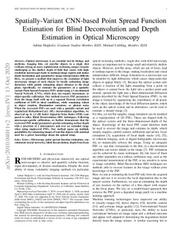 Spatially-Variant CNN-based Point Spread Function Estimation for Blind
  Deconvolution and Depth Estimation in Optical Microscopy
