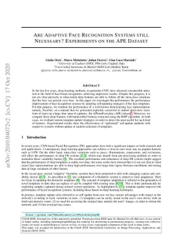 Are Adaptive Face Recognition Systems still Necessary? Experiments on
  the APE Dataset