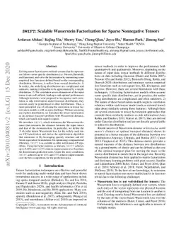 SWIFT: Scalable Wasserstein Factorization for Sparse Nonnegative Tensors