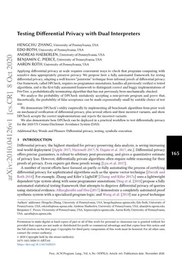 Testing Differential Privacy with Dual Interpreters