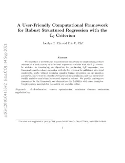 A User-Friendly Computational Framework for Robust Structured Regression
  with the L$_2$ Criterion