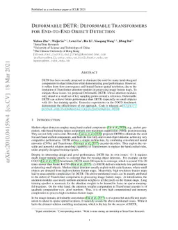 Deformable DETR: Deformable Transformers for End-to-End Object Detection