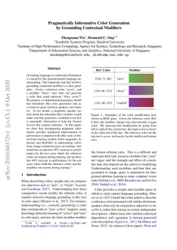 Pragmatically Informative Color Generation by Grounding Contextual
  Modifiers