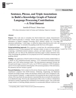 Sentence, Phrase, and Triple Annotations to Build a Knowledge Graph of
  Natural Language Processing Contributions -- A Trial Dataset