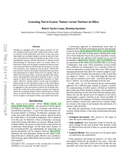 Learning Not to Learn: Nature versus Nurture in Silico