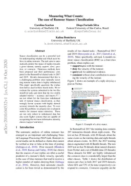 Measuring What Counts: The case of Rumour Stance Classification