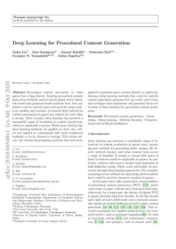 Deep Learning for Procedural Content Generation