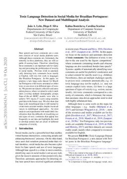 Toxic Language Detection in Social Media for Brazilian Portuguese: New
  Dataset and Multilingual Analysis