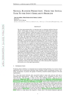 Neural Random Projection: From the Initial Task To the Input Similarity
  Problem