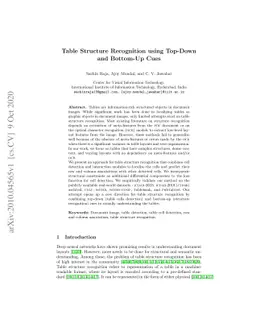 Table Structure Recognition using Top-Down and Bottom-Up Cues